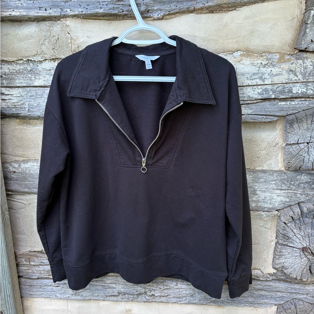Time and Tru Black Half-Zip Women’s Pullover Sweatshirt Size L